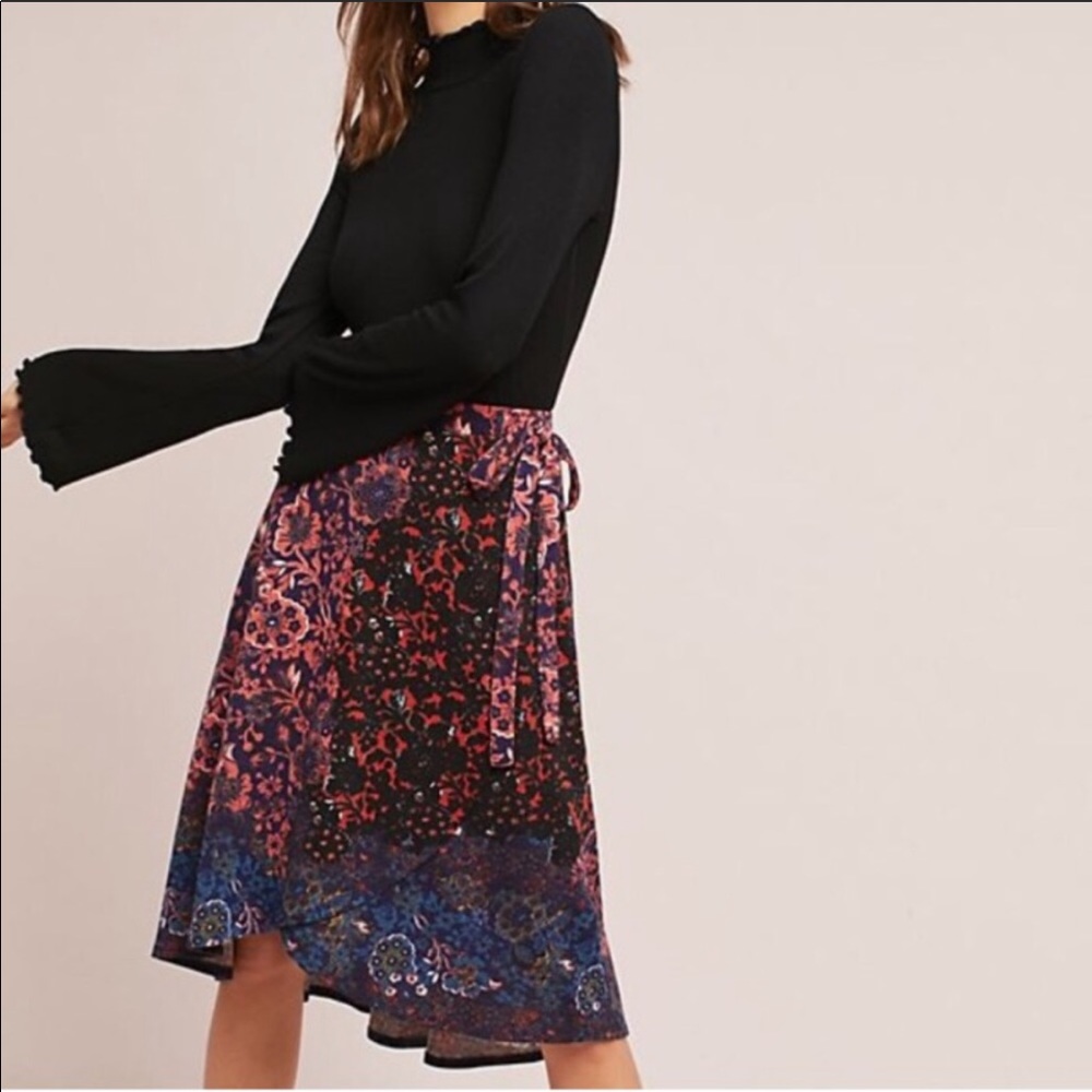 Maeve Floral high-low Wrap Skirt Anthropologie